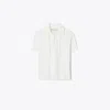Tory Burch Lace-up Polo Sweater In White