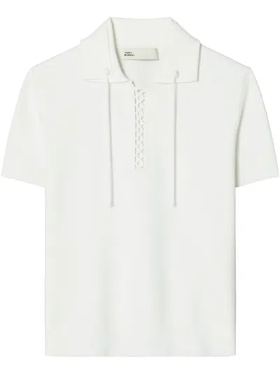 Tory Burch Laced Polo Top In White