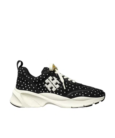 Tory Burch Good Luck Lace-up Sneakers In Black