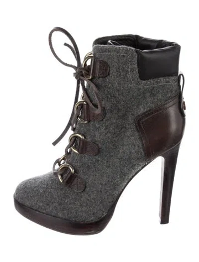 Pre-owned Tory Burch Lace-up Boots In Brown