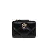 Tory Burch Ladies Black Kira Diamond Quilt Pave Logo Bi-fold Wallet In Black