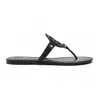 Tory Burch Laser-cut Logo Leather Miller Flip-flops In Black
