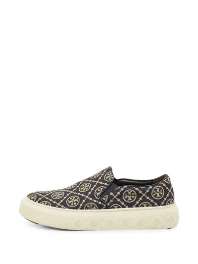 Pre-owned Tory Burch Ladybug Monogram Sneakers In Blue
