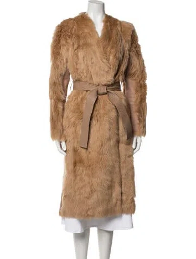 Pre-owned Tory Burch Lamb Fur Faux Fur Coat W/ Tags In Neutrals