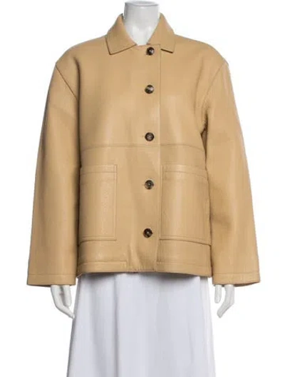 Pre-owned Tory Burch Lamb Leather Jacket In Brown