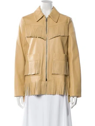 Pre-owned Tory Burch Lamb Leather Jacket W/ Tags In Neutral