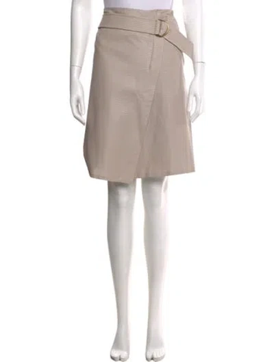 Pre-owned Tory Burch Lamb Leather Knee-length Skirt In Neutral