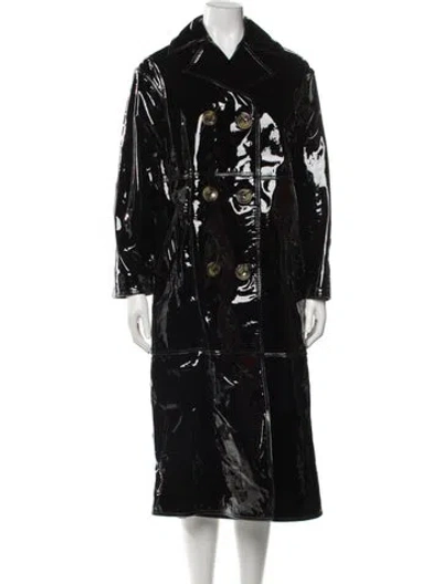 Pre-owned Tory Burch Lamb Leather Trench Coat In Black