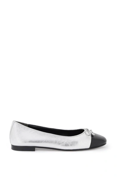 TORY BURCH LAMINATED BALLET FLATS WITH CONTRASTING TOE FLAT SHOES