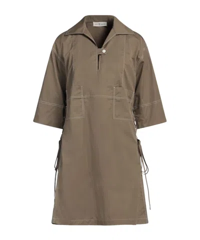 Tory Burch Lapel Short Sleeve Dress In Brown