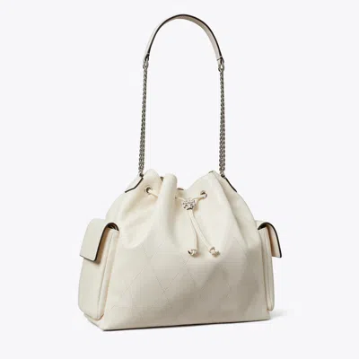 Tory Burch Large Charlie Quilted Drawstring Shoulder Bag In Sand