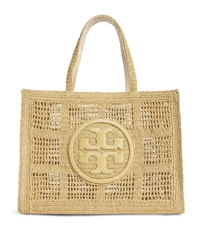 Tory Burch Large Crochet Ella Tote Bag In Beige