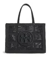 Tory Burch Ella Logo Embroidered Crochet Tote Bag In Black