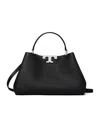 Tory Burch Eleanor Pebbled Leather Satchel Shoulder Bag In Black