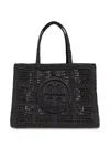 Tory Burch Borsa Shopping Ella Grande In Rafia Nera  Donna In Black