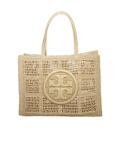 Tory Burch Large Ella Crochet Tote Bag In Nude