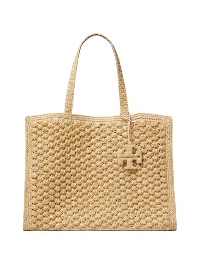 Tory Burch Large Ella Hand-crocheted Popcorn Tote Bag In Yellow