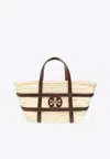 Tory Burch Large Ella Straw Basket Bag In White