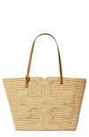 Tory Burch Ella Structured Straw Large Tote Bag Natural In Brown