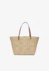 Tory Burch Ella Structured Straw Large Tote Bag Natural In Sand
