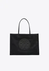 Tory Burch Spacious Black Tote With Embossed Logo And Sturdy Handles In Black