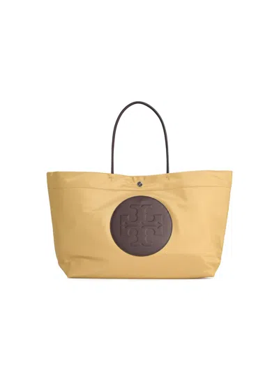 TORY BURCH TORY BURCH LARGE 'ELLA TWIST' BAG IN BEIGE WHEAT POLYAMIDE