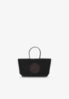 Tory Burch Ella Twisted Black Tote Bag With Logo On The Front In Ecoleather Woman In Black