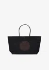 Tory Burch Ella Twisted Black Tote Bag With Logo On The Front In Ecoleather Woman In Black