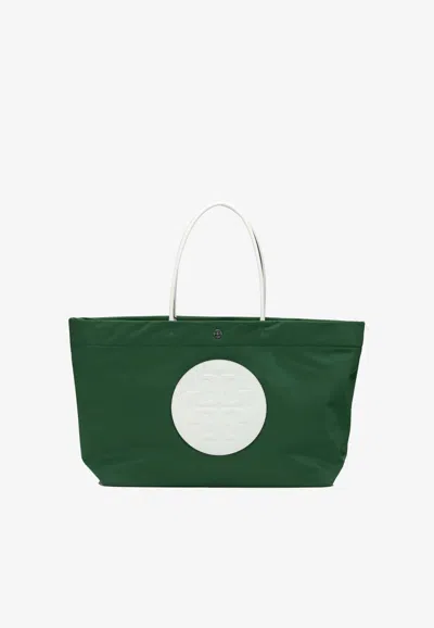 Tory Burch Large Ella Twist Reversible Tote Bag In Green
