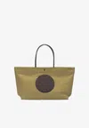 Tory Burch Ella Twist Nylon Shoulder Bag With Maxi Logo Patch On The Front In Green