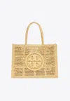 Tory Burch Ella Large Crochet Raffia Tote Bag In Beige