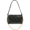 Tory Burch Fleming Black Diamond Quilted Shoulder Bag With Chain-link Shoulder Strap In Leather Woman In Black