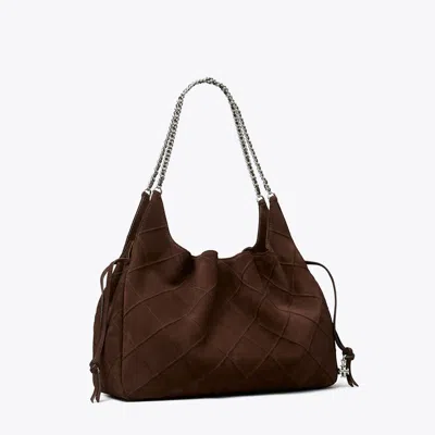 Tory Burch Large Fleming Suede Tote In Brown