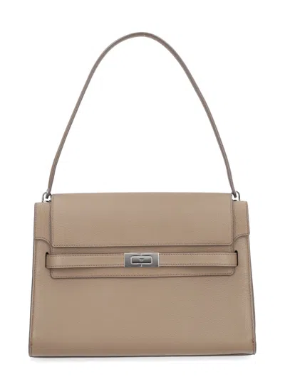 Tory Burch Large Lee Radziwill Shoulder Bag In Beige