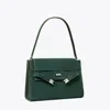 Tory Burch Large Lee Radziwill Suede Shoulder Bag In Green