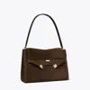 Tory Burch Large Lee Radziwill Suede Shoulder Bag In Brown