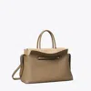 Tory Burch Large Mercer Pebbled Satchel In Wild Mushroom