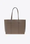 Tory Burch Large Perry Leather Tote Bag In Brown