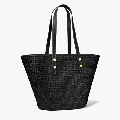 Tory Burch Large Romy Basket Tote In Black