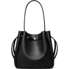 Tory Burch Large Romy Pebble Leather Bucket Bag In Black