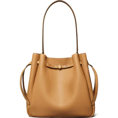 Tory Burch Large Romy Pebble Leather Bucket Bag In Brown