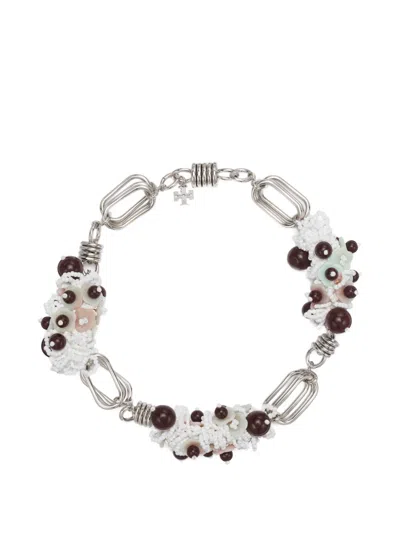 Tory Burch Large Runway Beaded Necklace In Metallic