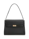 Tory Burch Structured Leather Shoulder Bag With Gold-tone Clasp