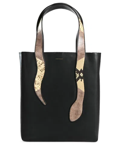 Tory Burch Large Snake Tote Bag In Black