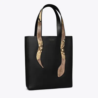 Tory Burch Large Snake Tote In Black
