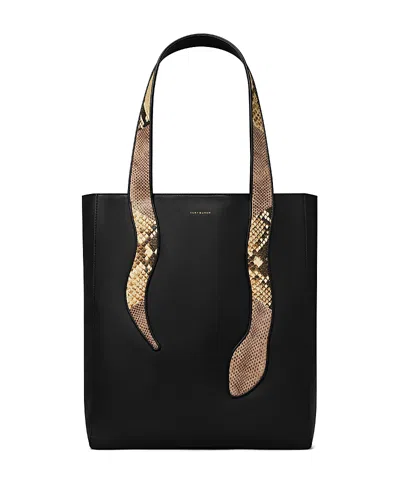 Tory Burch Large Snake Tote In Black
