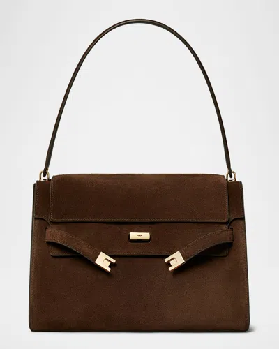 Tory Burch Large Suede Shoulder Bag In Brown
