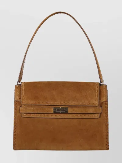 Tory Burch Large Suede Shoulder Bag Handle In Brown