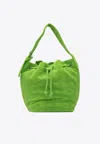 Tory Burch Textured Fabric Shoulder Bags With Adjustable Strap In Green