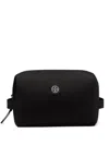 Tory Burch Virginia Logo-patch Make Up Bag In Black